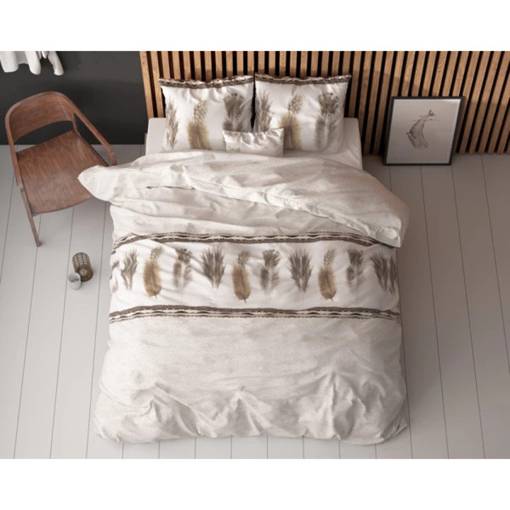 Husa Pilota Sleeptime Elegance Feathers 3 Gray 200×220 cm, Imprimata Fata-Verso, 2 Fete de Perna Incluse