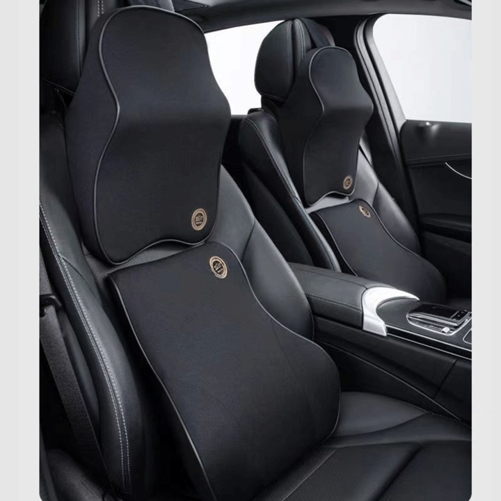 4 db ergonomikus autós ülés- és fejtámla párna szett, derék- és nyaktámasz, prémium kényelem, minden autóval kompatibilis, levehető huzat a könnyű mosáshoz, fekete, PriStyle®