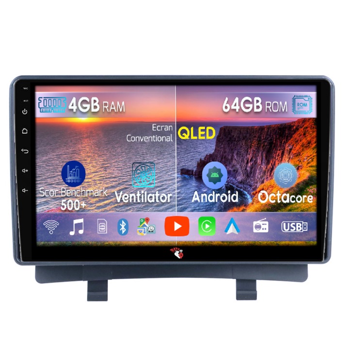 Navigatie dedicata Opel Zafira Tourer C 2011-2016, 4GB RAM 64GB ROM, Octacore, Android 14, Display QLED 9", DSP, Carplay&Android Auto, SIM 4G, Ventilator Activ