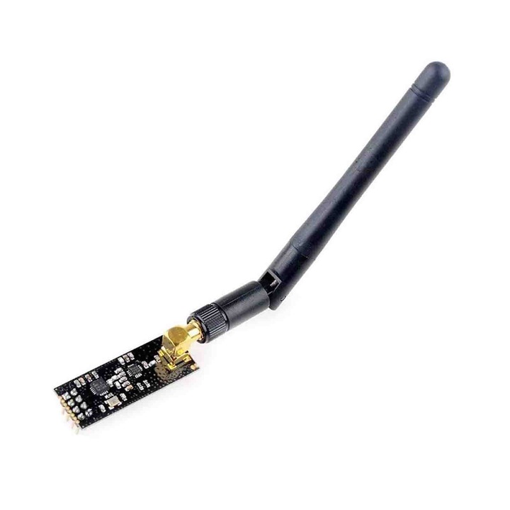 Modul radio, asskanaer, NRF24L01, PA, LNA, Cu amplificator de semnal si antena externa, 2.4GHz, Raza pana la 1100 metri, Viteza de transmisie 2 Mbps, interfata SPI, Pentru IoT si automatizari, Negru