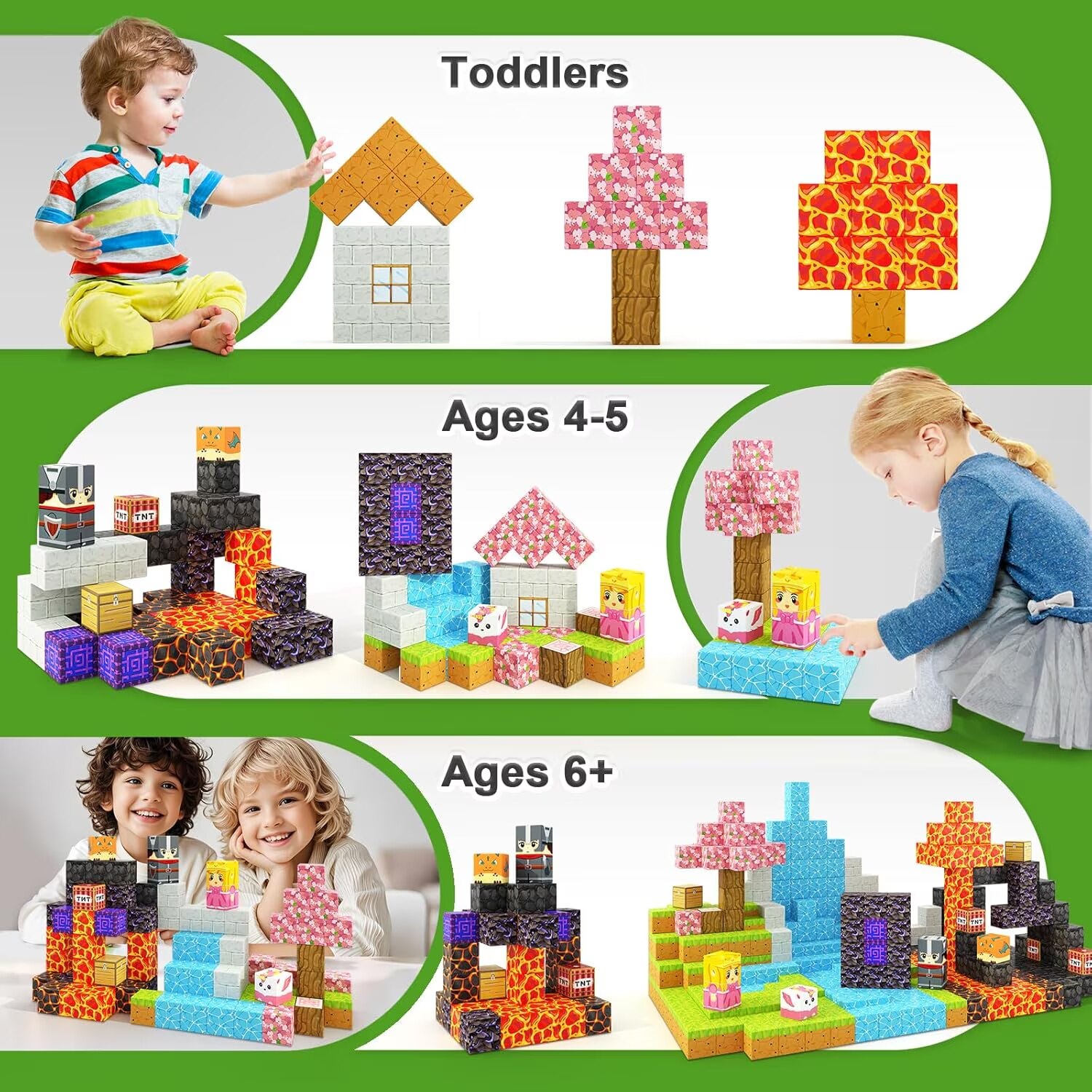 Set Cuburi Magnetice Minecraft, Set de Constructie Build Mine Magnet ...