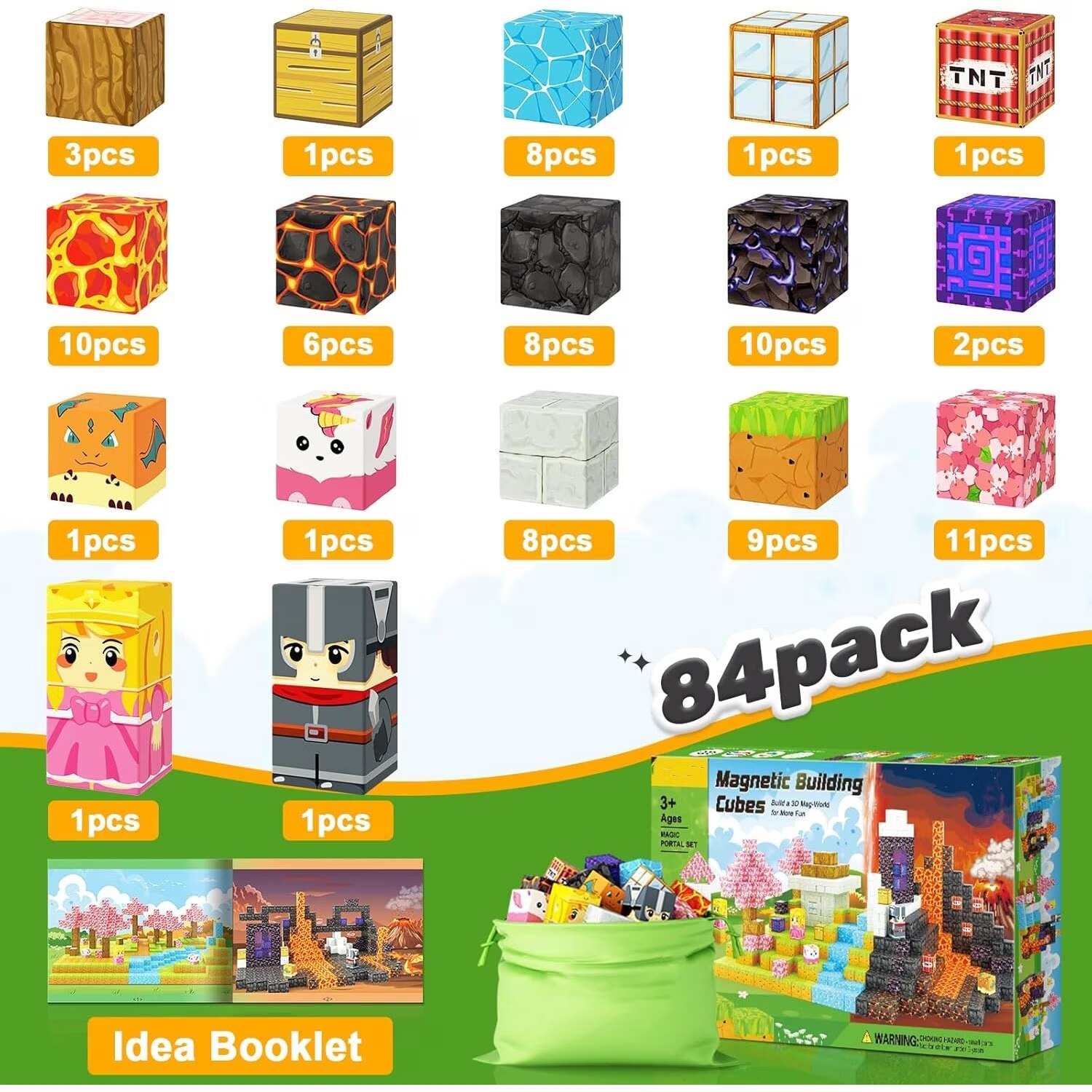 Set Cuburi Magnetice Minecraft, Set de Constructie Build Mine Magnet ...
