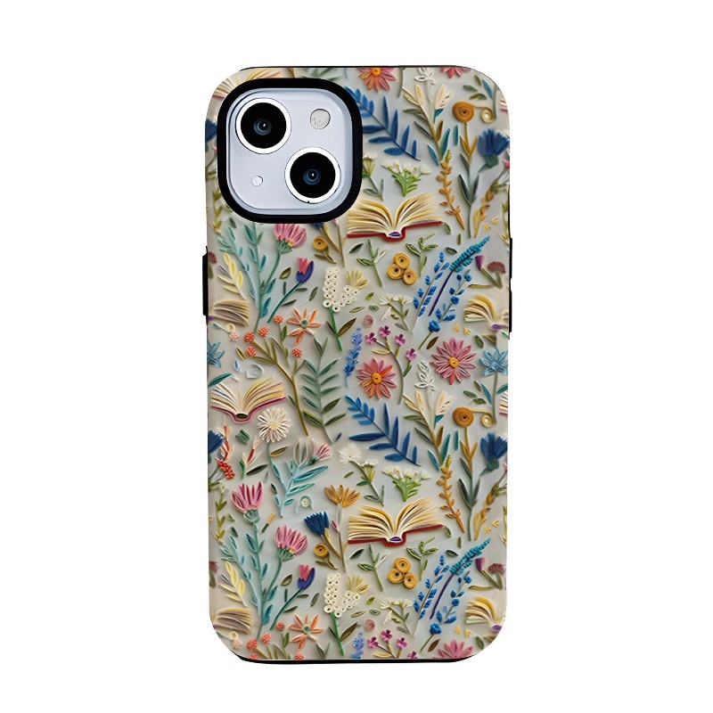 Carcasa pentru telefon, strat dublu, neagră, model cu broderie, pentru iPhone 17