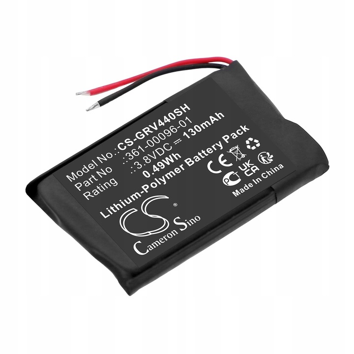 Baterie, Cameron Sino, CS-GRV440SH, Negru, 130mAh, Fara efect de memorie, Calitate inalta, Certificat CE, Compatibil cu Garmin Vivoactive 4S 40mm, Tip celula: Li-Polimer, Dimensiuni: 26, 30 x 16, 40 x 3, 90mm, Greutate: