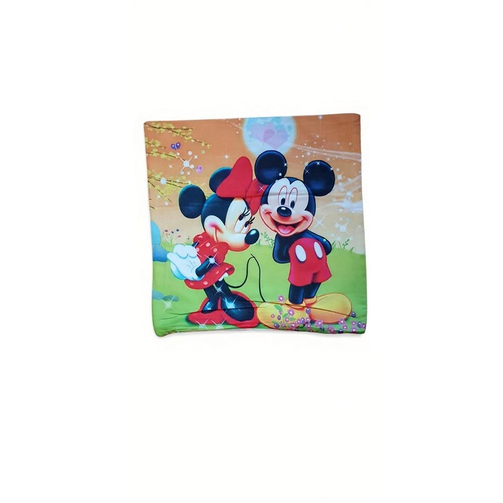 Gyermekpárna, 45x45 cm, rajzfilmfigurákkal, puha és kényelmes, Minnie és Mickey, ideális ajándék, Karácsony