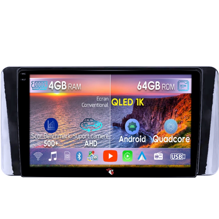 Navigatie dedicata Volkswagen Polo 6 2020-2022, 4GB RAM 64GB ROM, Octacore, Android 14, Display QLED 1K 9", DSP, Carplay, Android Auto, Internet, Youtube, Waze, WIFI, Bluetooth