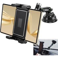 Suport Auto Universal pentru Tableta sau Telefon cu Ventuza Puternica, Montaj pe Bord / Parbriz, Rotire 360°, Brate Reglabile, Compatibil Dispozitive 5”–13” - negru