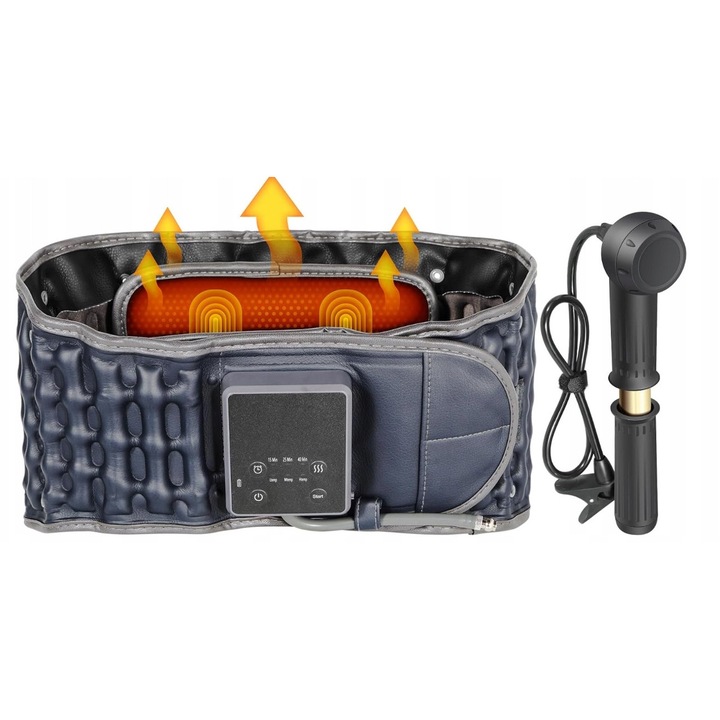 Декомпресиращ лумбален колан с масаж и загряване, регулируем 74-124 см, безжична функция, 3 температурни нива, 3 режима на масаж