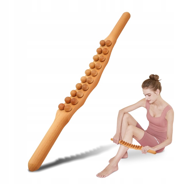 Bat de Masaj Lemn, 20 Bile de Masaj, Design Ergonomic, Multicolor