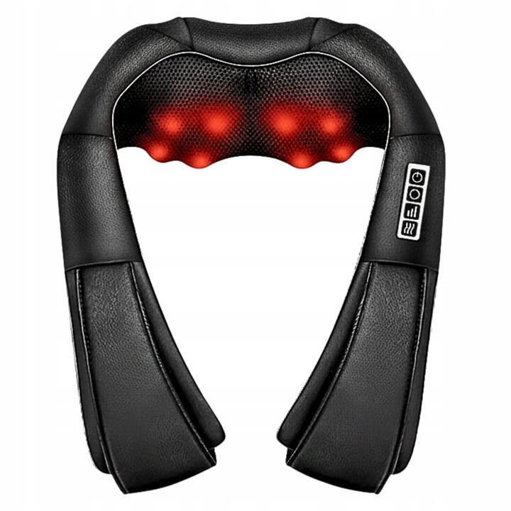 Perna de masaj Shiatsu cu incalzire, 3 viteze, 16 puncte masaj, multicolor