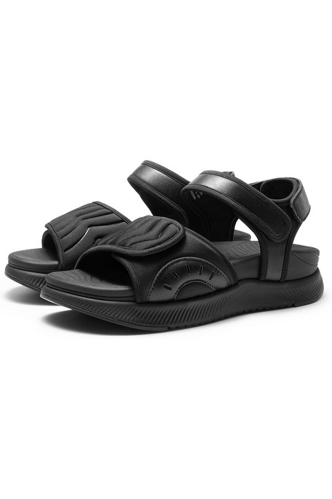 Sandale ortopedice cu platforma si suport pentru arcul plantar, confortabile, cu varful deschis, negru, marimea 41.5, DREAM PAIRS