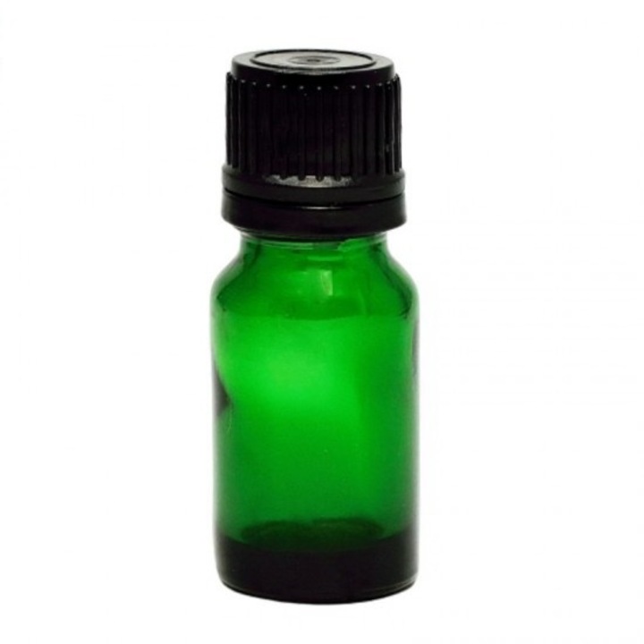 Sticla verde cu picurator, capac picurator negru, 10ml