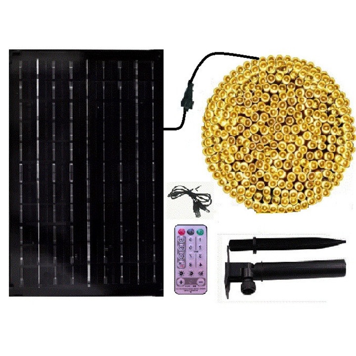 Instalatie Craciun 50m 500leduri alb cald Panou solar mare XXL
