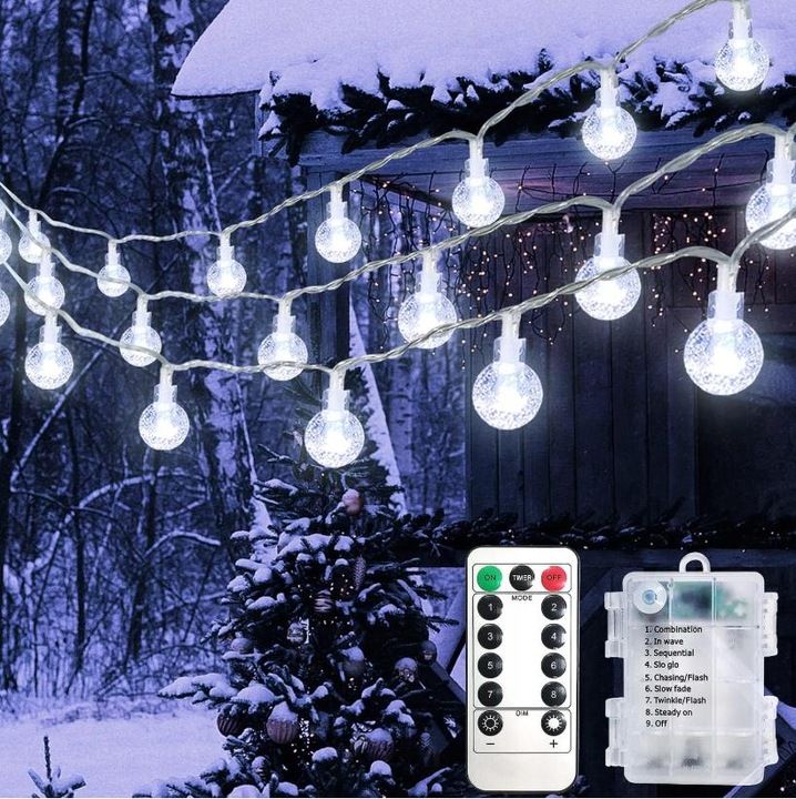 Sir luminos Girlanda Lumini de Craciun IP65 60LED ALB RECE 9 m