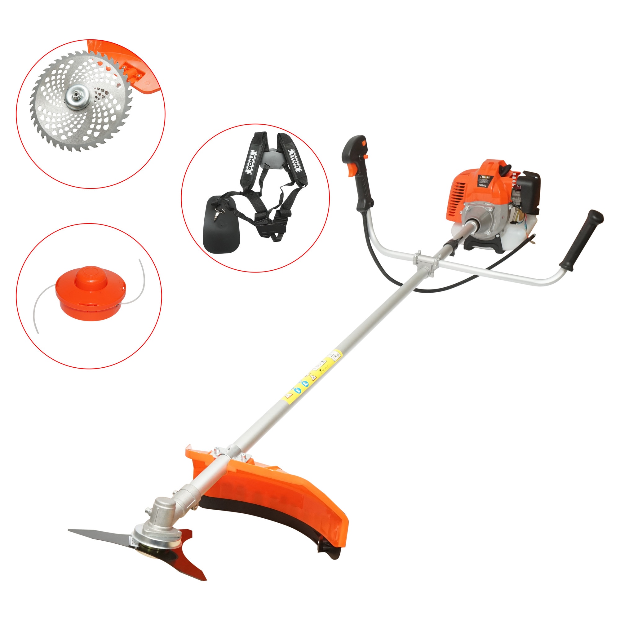 Motocoasă benzină Thor 3.4CP, motor 2 timpi 43cc, 7500 r/min, kit