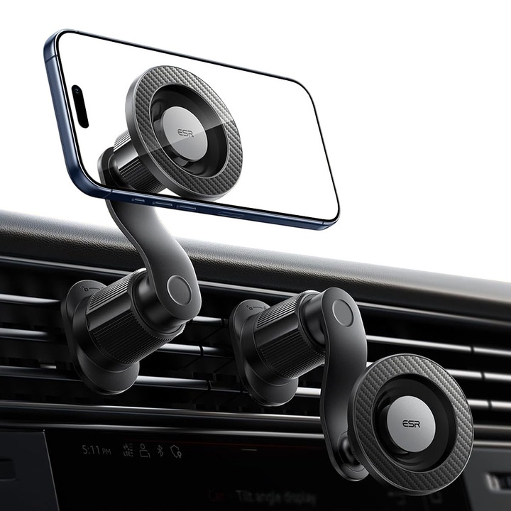 Suport Masina, Magnetic, Prindere Grila de Ventilatie, 360A° - ESR OmniLock (2B52301) - Black/Carbon Fiber