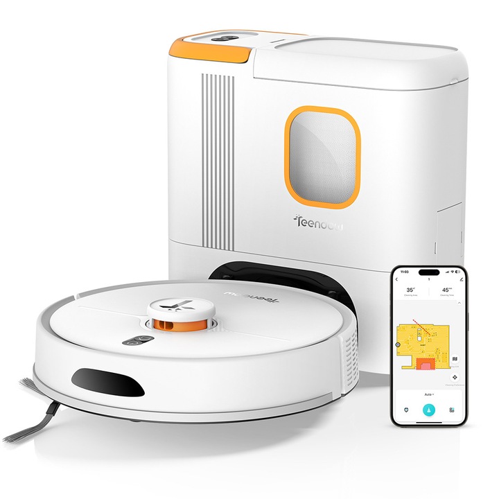 Робот прахосмукачка за под или животни, мощност на засмукване 35W, моп за миене, батерия 5000mAh, време за почистване 180мин, 6000Pa, LIDAR сензор с приложение, резервоар 2x 3л