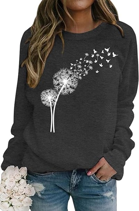 Bluza femei, hohololo, pulover cu maneci lungi, gri, XL