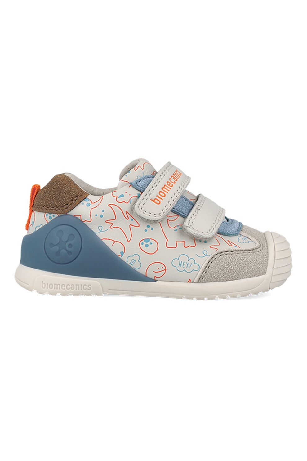 Biomecanics, Tenisi cu inchidere velcro si model, Albastru inchis, Portocaliu mandarina, Verde pal, 23 EU