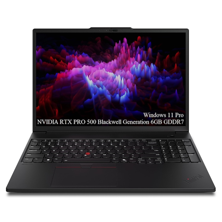 Laptop Lenovo ThinkPad P16s Gen 4 (Intel), 16" WUXGA 1920x1200 IPS 400nits, Intel Core Ultra 7 155H 16-core, 32 GB DDR5, 512 GB SSD m2 PCIe, NVIDIA RTX PRO 500 Blackwell Generation 6GB GDDR7, Windows 11 Pro, Aluminium case 1.82 kg Black
