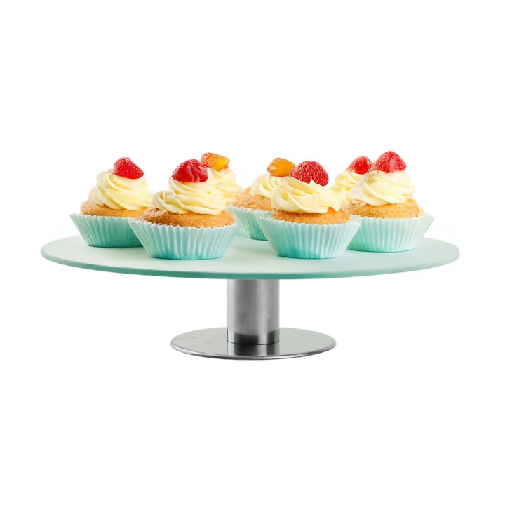 Поставка за торта Въртяща се стъклена 30 см – поставка за сладкиши на крак – плато за сервиране на торти и сладкиши – Patera Silvia – подходяща за съдомиялна машина