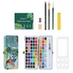Set acuarele de 72 culori, Wacorresi®, Set de picturi de acuarela de 72 de culori intr-o cutie metalica, cu pensula de apa, 72 culori vibrante, Acvarela solid perlat, pigment concentrat, culori stralucitoare, transparenta ridicata, materiale verzi, multic