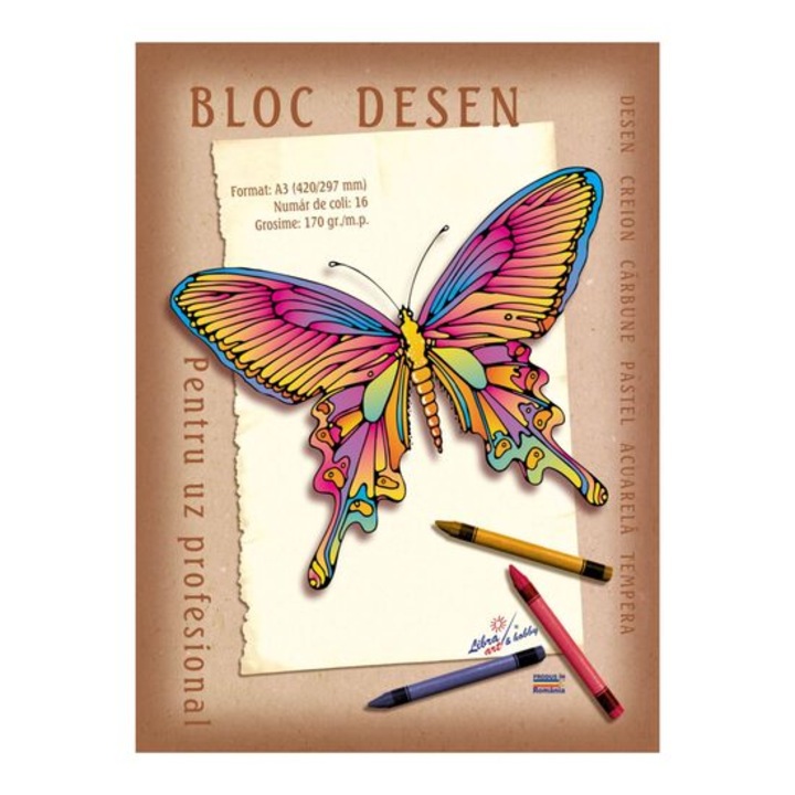 Bloc desen A3 Libra, 170g, 16 file, multicolor