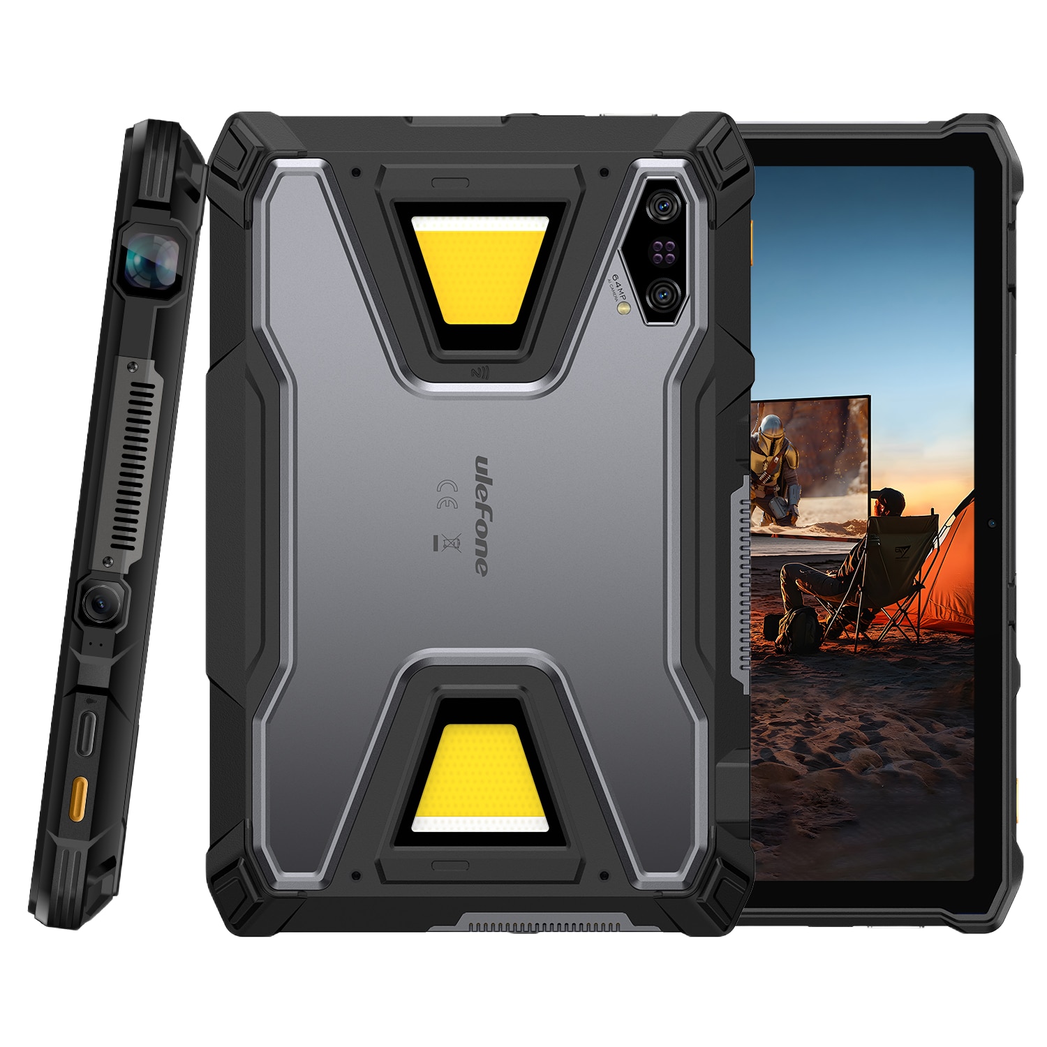 Tableta Ulefone Armor Pad 5 Ultra Projector, Dual SIM, 5G, Wi-Fi, 11" 90Hz IPS, 32GB RAM, 512GB, Camera 64+64MP / 32MP, Proiector Video, Lanterna SOS 2000 lm, Stereo, GPS, NFC, 24200mAh, Android 15