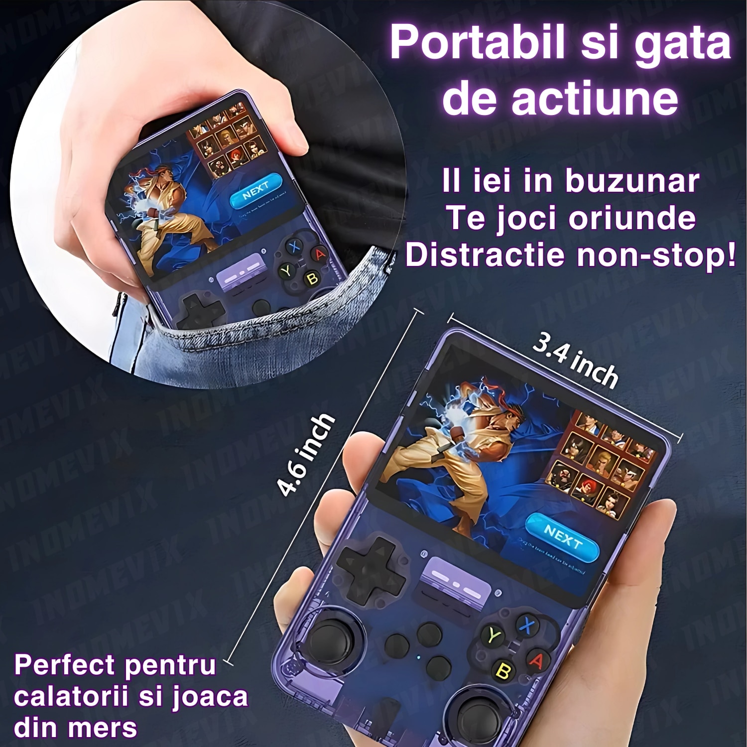 Consola retro portabila R36S 64GB cu jocuri, 15000 jocuri, ArkOS 2.0, IPS LCD 3.5" 640x480, CPU RK3326, GPU MALI-G31MP2, 1GB DDR3L, Emulator N64 PSP PS1 PlayStation Sega
