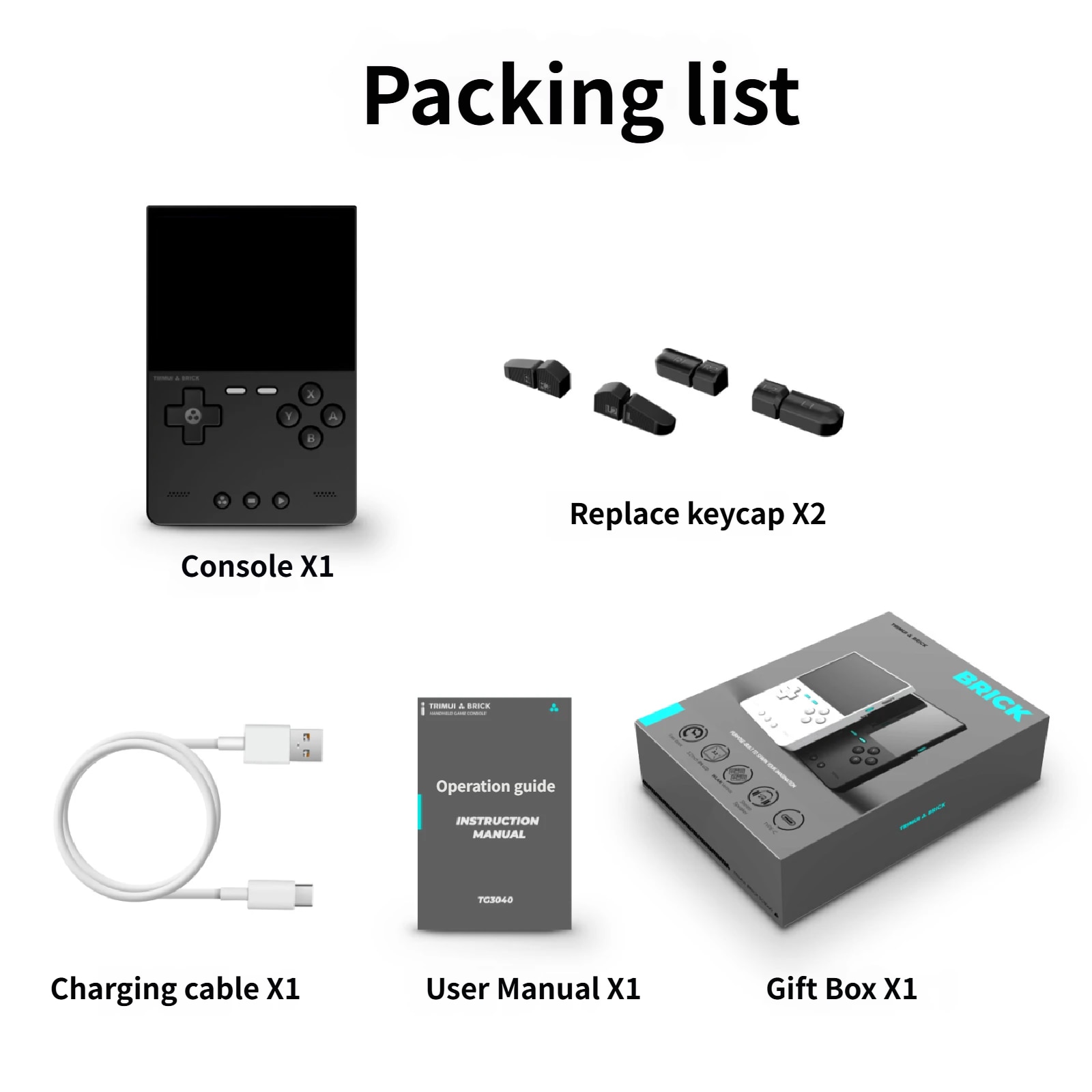 Consola retro portabila TRIMUI Brick cu jocuri, Bluvista®, quad core Cortex-A53 2.0GHz, 1GB RAM, IPS LCD 3.2" 1024x768 4:3, acumulator 3000 mAh, WiFi, Bluetooth, Negru