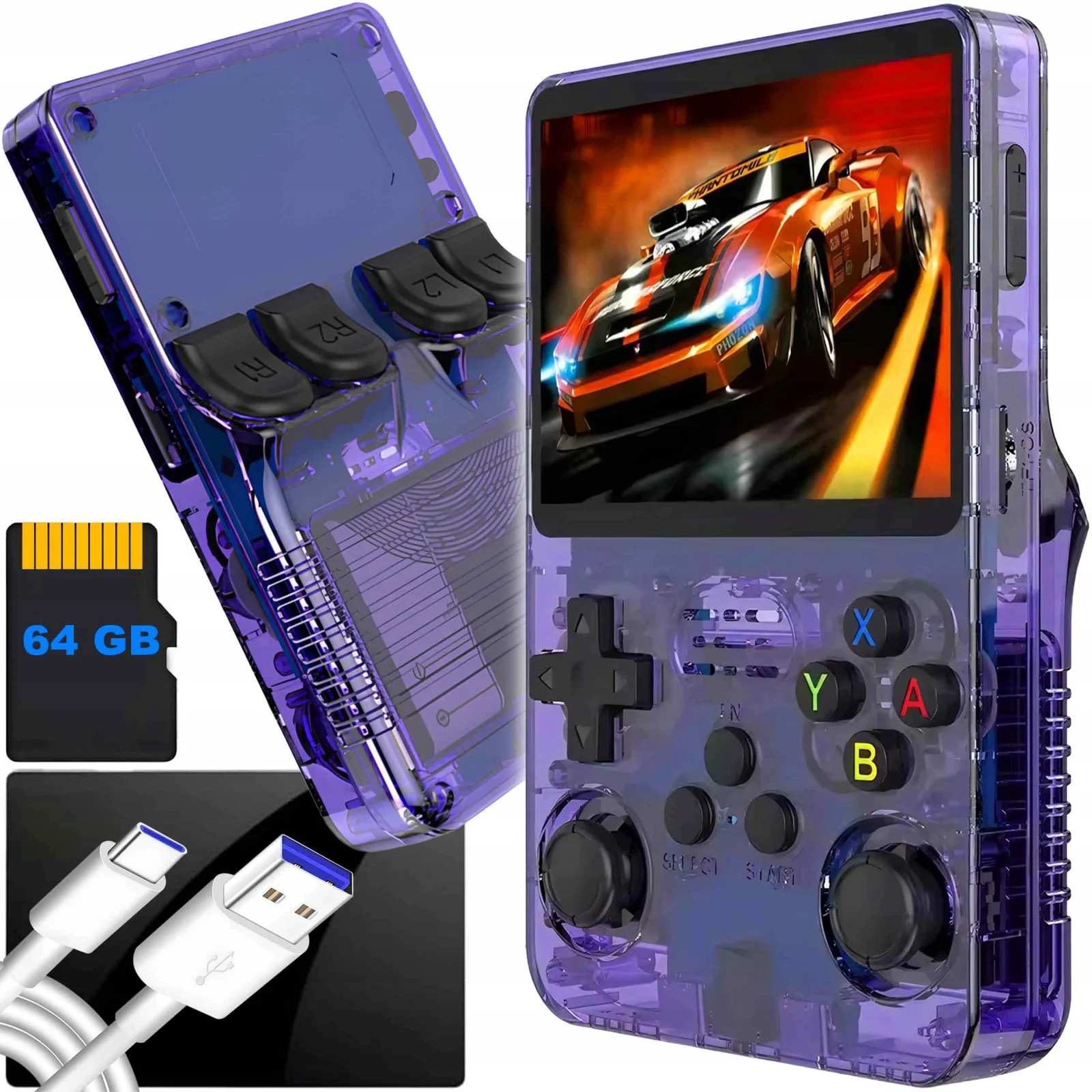 Consolă portabilă NewEvo R36S, 64GB, joystick dual 3D, ecran IPS 3.5", Violet