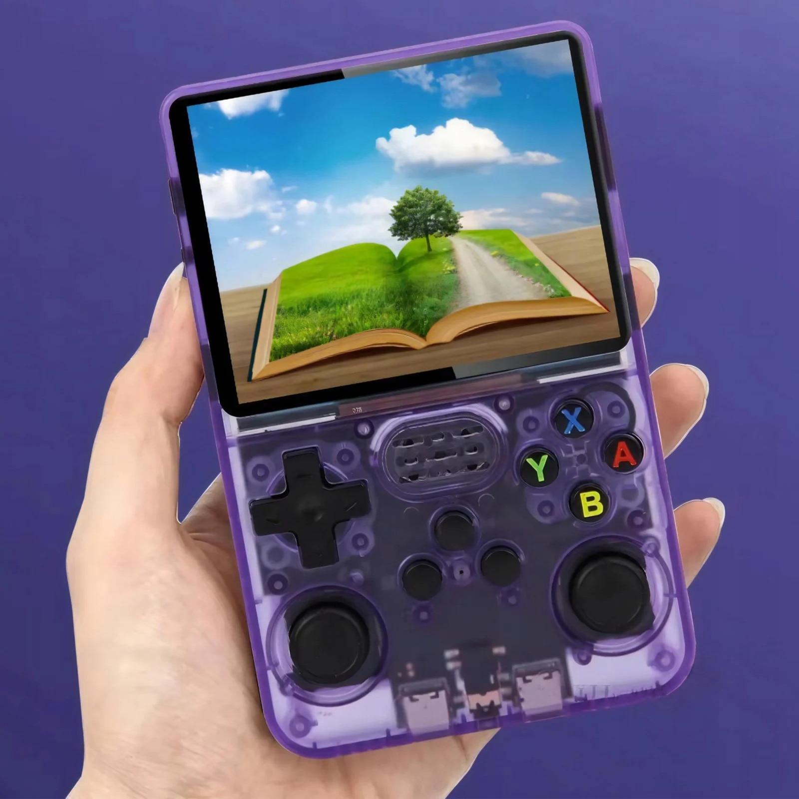 Consolă portabilă NewEvo R36S, 64GB, joystick dual 3D, ecran IPS 3.5", Violet