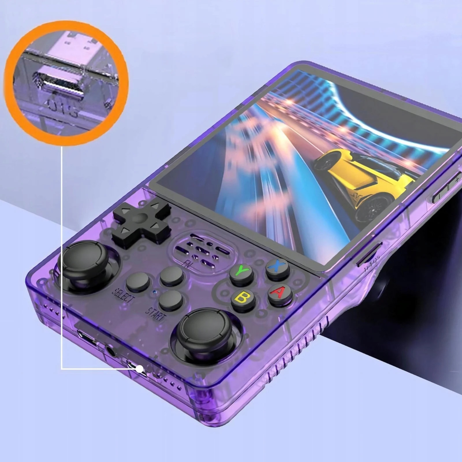 Consolă portabilă NewEvo R36S, 64GB, joystick dual 3D, ecran IPS 3.5", Violet