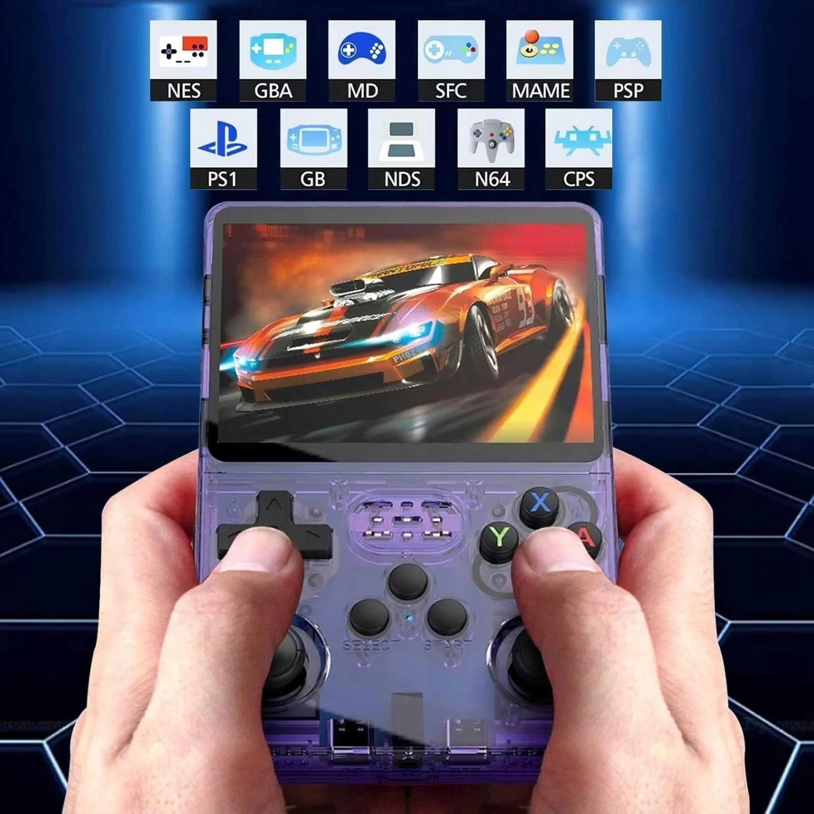 Consolă portabilă NewEvo R36S, 64GB, joystick dual 3D, ecran IPS 3.5", Violet