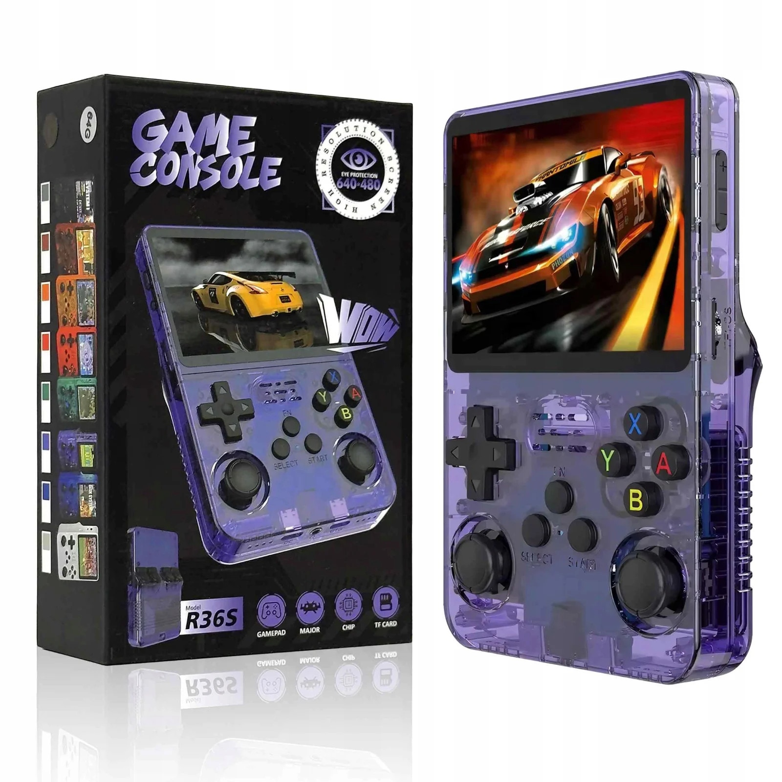 Consolă portabilă NewEvo R36S, 64GB, joystick dual 3D, ecran IPS 3.5", Violet