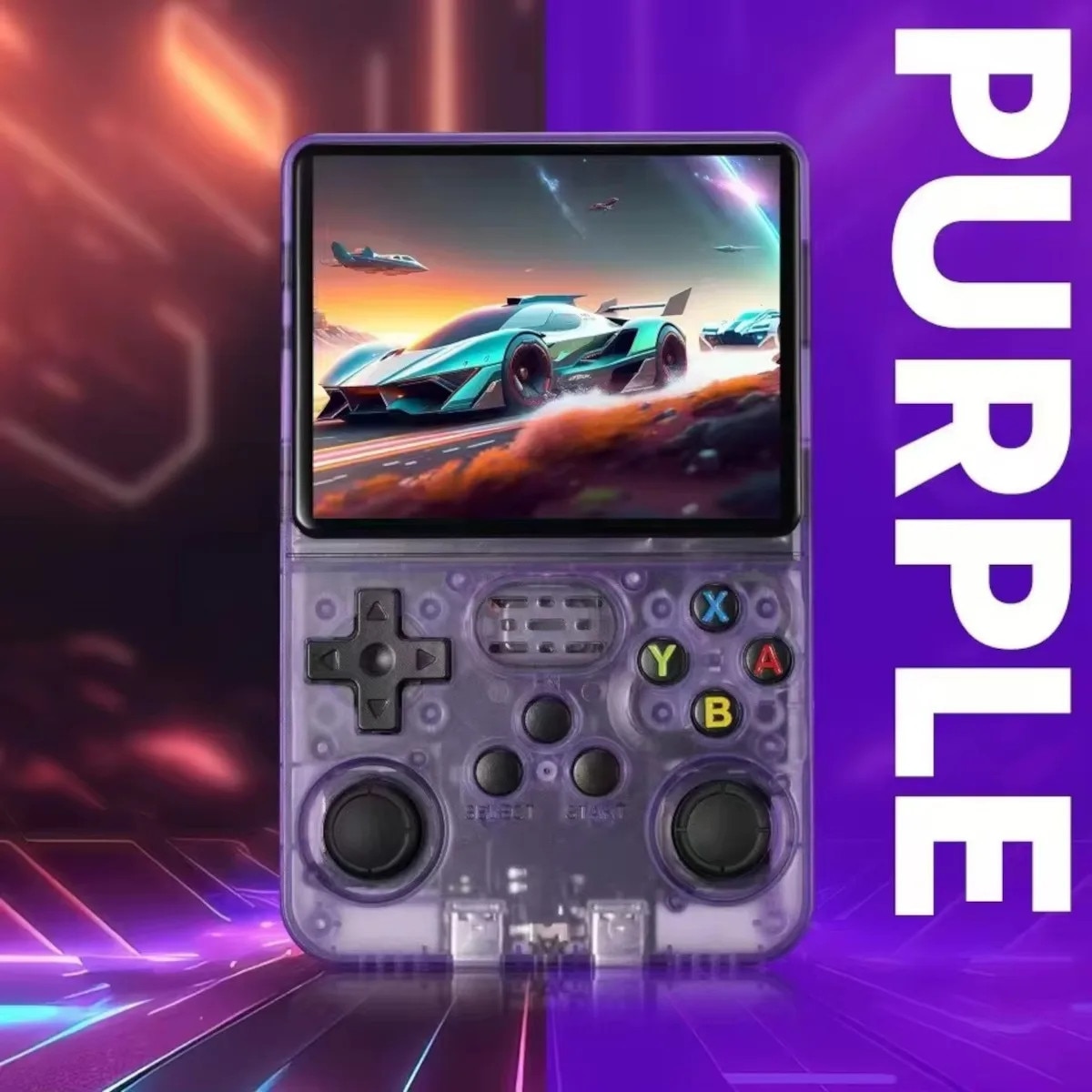Consolă Retro Portabilă R36S, Quad Core Cortex-A53, 64GB, Ecran IPS 3.5", Mov Transparent