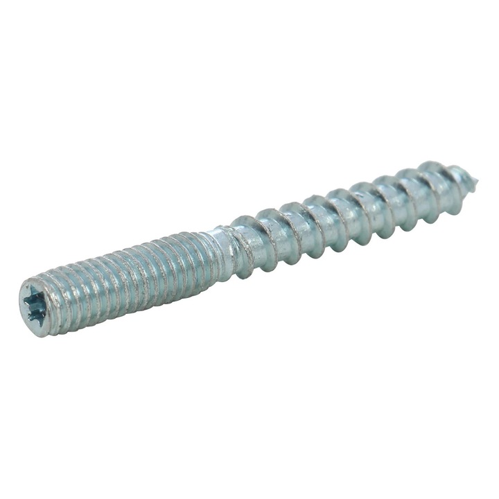 Fa / fém rögzítő, acél, fehér horganyzott, M6 x 60 mm, L35/M25