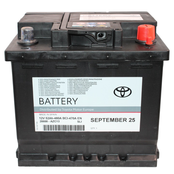 Акумулатор за кола Toyota 12V 52Ah 28800-AZC13 за Yaris, Auris, Corolla, Aygo, Prius, C-HR, RAV4