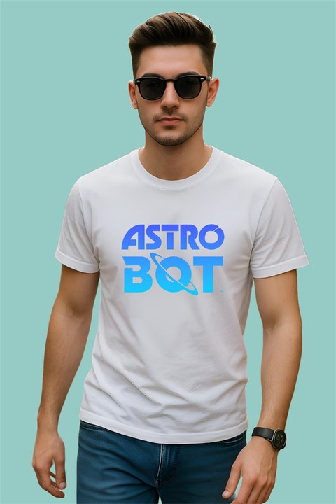 Tricou Astro Bot logo oficial joc video, Barbat, 100% Bumbac, Cri-Flo, Culoare Alb, Marime L