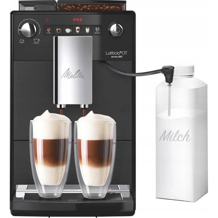 Espressor Automat Melitta F300-103, 1450 W, Cappuccino, Latte, Rezervor 1.5 L, Negru