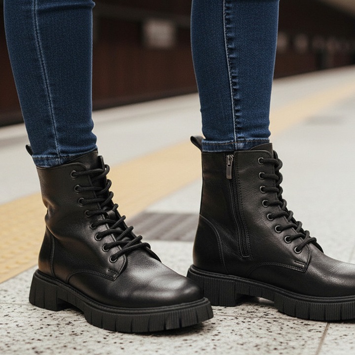 Bocanci dama din piele naturala SM, Negru