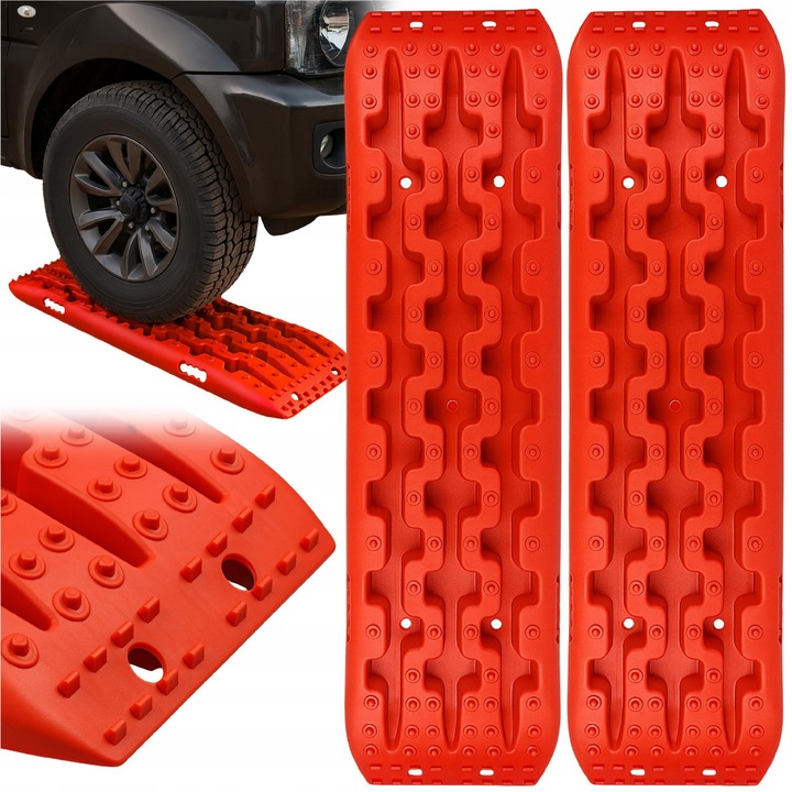 Комплект от 2 рампи Trapy Off-Road, 102x27x5 см, устойчивост на кал и сняг, червени