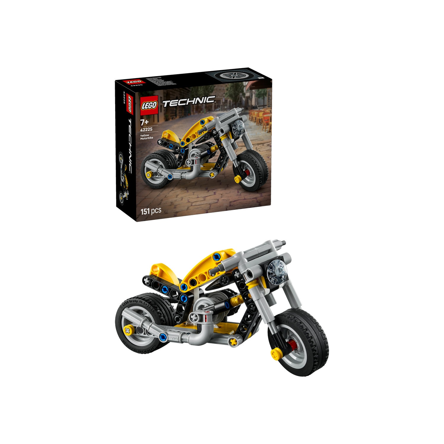 LEGO® Technic - Motocicleta galbena 42225, 151 piese.
