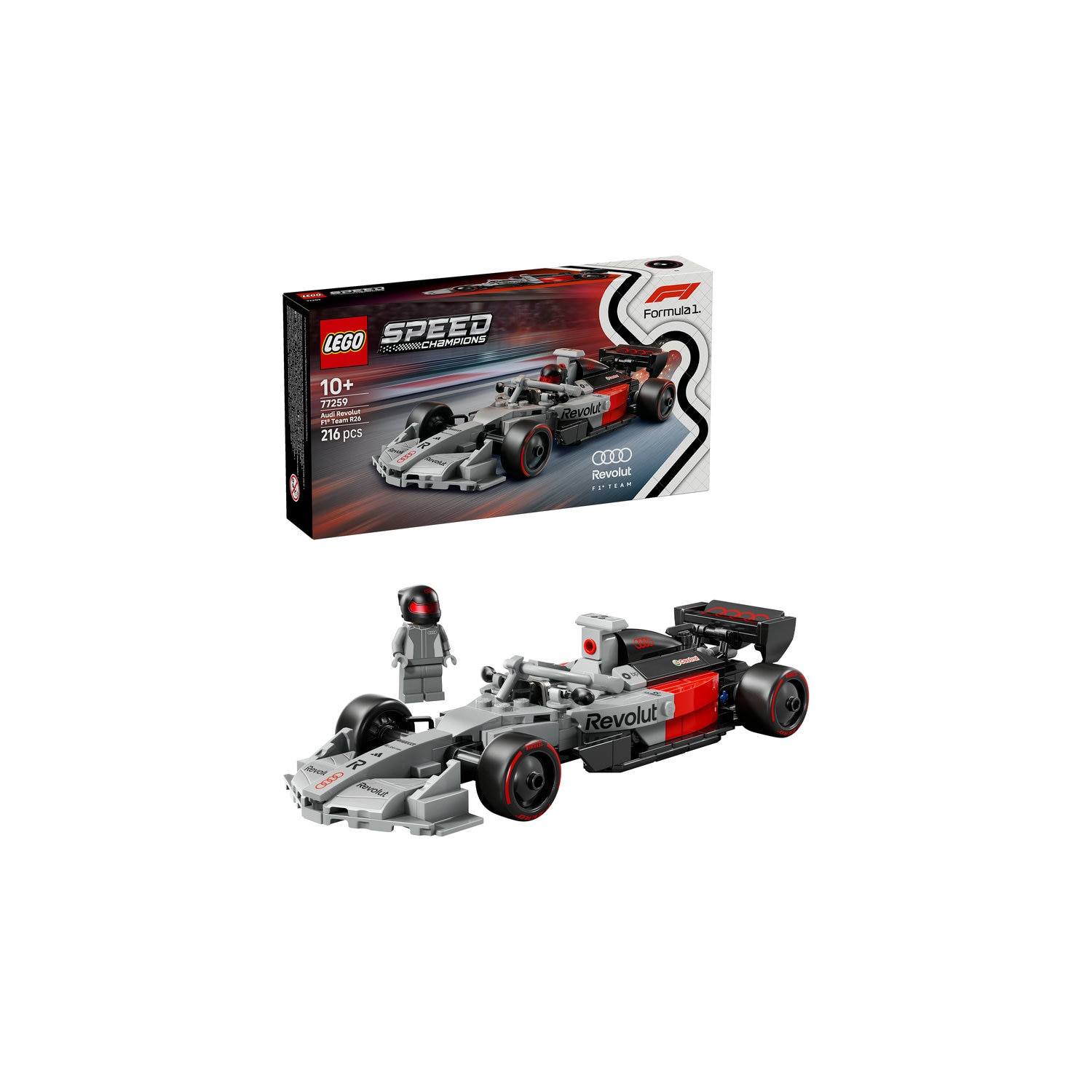 LEGO® Speed Champions - Masina de curse Audi Revolut F1® Team R26 77259, 216 piese.