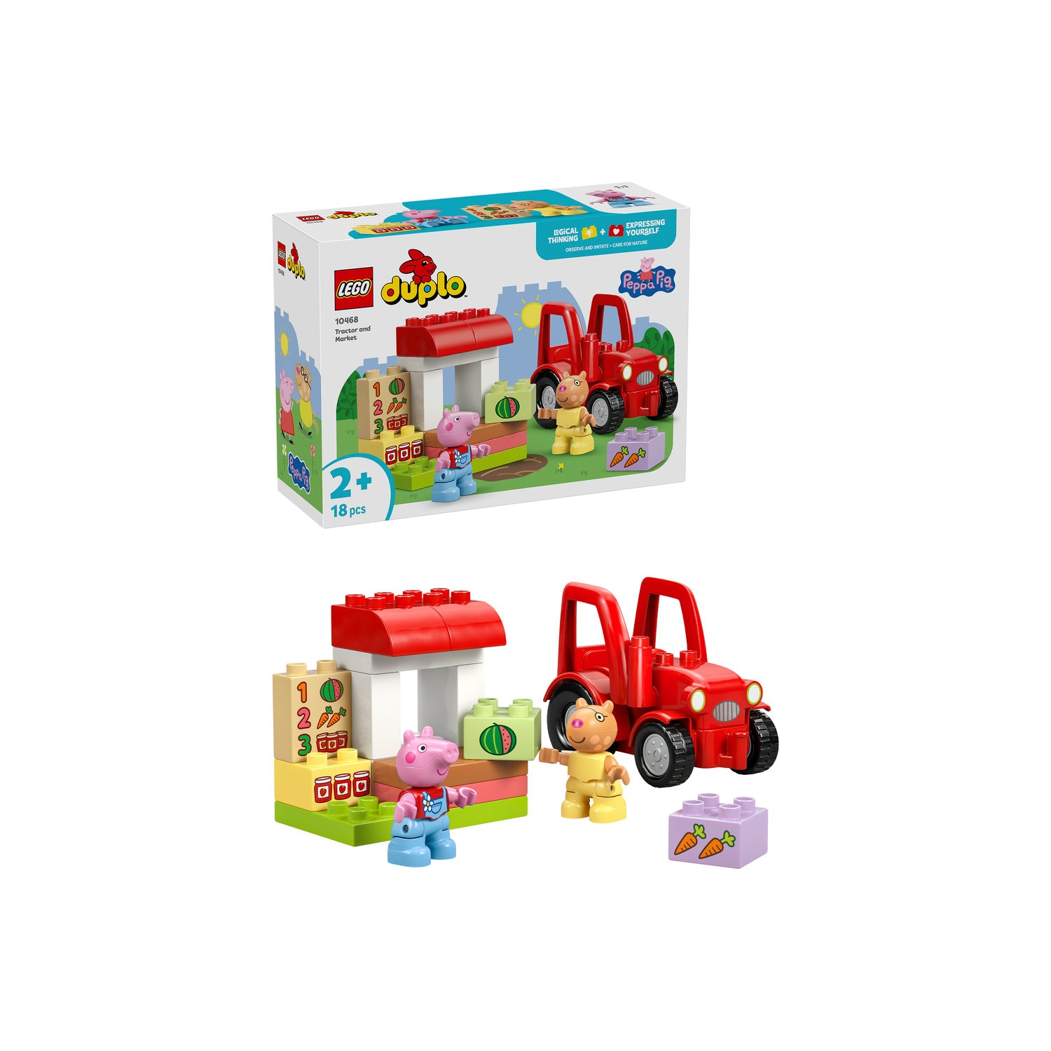 LEGO® DUPLO Peppa Pig - Tractor si piata 10468, 18 piese.