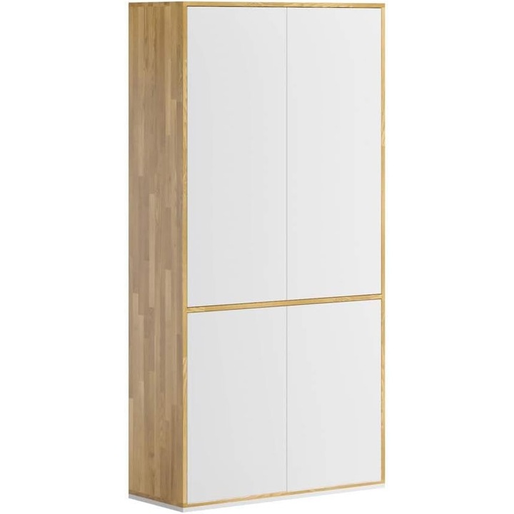 Sifonier înalt, Deerhorn, alb-negru, lemn de stejar, 196x100x40cm, 1 ușă, pentru birou și dormitor