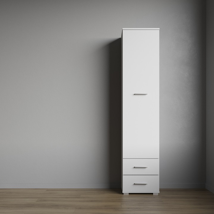 Dulap Komodee FAUSKE, 2 sertare, PAL melaminat, Alb, 180x40x36cm