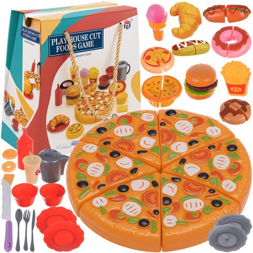 Set bucatarie copii, Kruzzel, Fast Food Pizza, 42 Piese - eMAG.ro