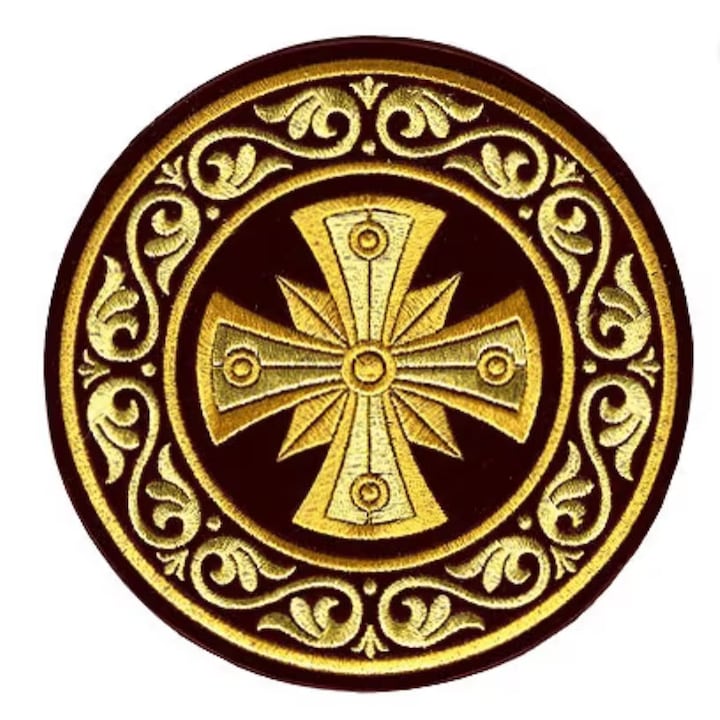 Acoperământ Sfantul Potir, catifea roșie, 19 cm, broderie auriu