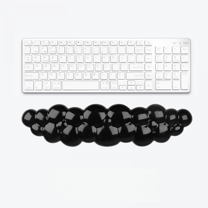 Suport Pentru Incheietura Mainii Pentru Tastatura, Forma De Nor, Ergonomic, Anti-alunecare, Rezistent La Uzura, Usor De Curatat, Pentru Jucatori, Lucratori De Birou, 450 X 80mm, Negru